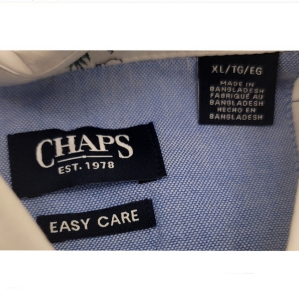 Chaps Mens' XL Tropical Short Sleeve Button Down Shirt Palm Tree Sailboat Print - Picture 4 of 6